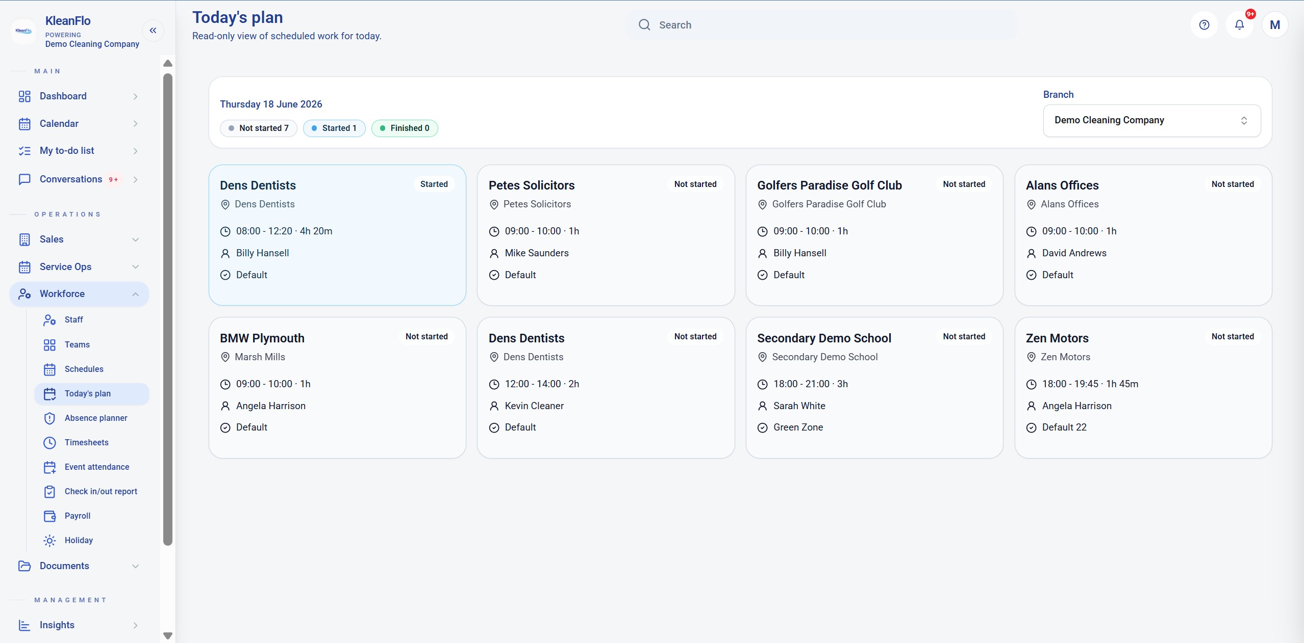 Today's Plan work in progress
